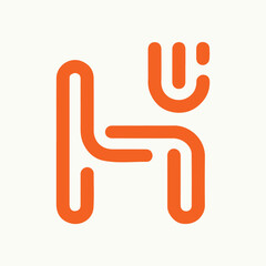 Modern Minimalist Orange Line Art Logo Design.