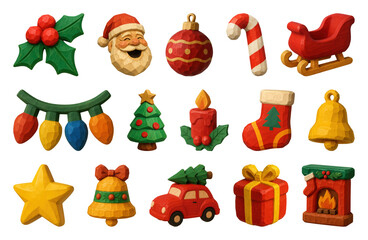 Fototapeta premium PNG Festive Christmas decoration icons, transparent background