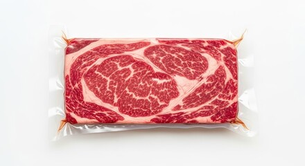 Exquisite marbled beef ribeye steak preserved perfectly in vacuum-sealed packaging for ultimate
