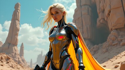 young woman in   armor