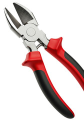 Professional diagonal cutting pliers with chrome jaws and ergonomic rubber handles isolated on a white background, showcasing industrial strength and precision