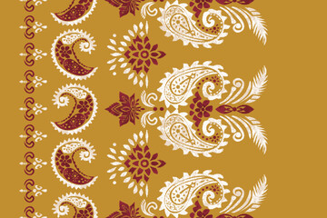 Motifs Ikat floral paisley embroidery background.geometric ethnic oriental pattern traditional.Aztec-style abstract vector illustration. design for texture, fabric, clothing, wrapping, decoration