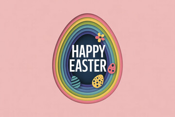 Cheerful Easter Egg Design with Vibrant Layers and Festive Decorations for Spring Celebrations and Holiday Promotions, Delivering Joyful Easter Wishes Digitally