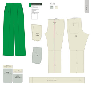 Stylish women wide leg trousers sewing pattern in sizes S and M