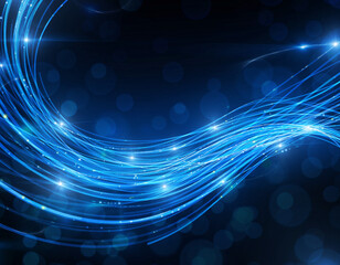 Abstract Fiber Optics Background Glowing Blue Strands