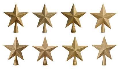 Obraz premium PNG Golden star-shaped tree toppers, transparent background