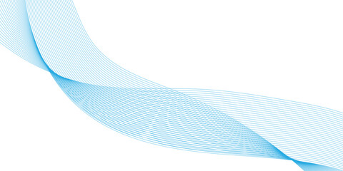 Blue wave line abstract background template, smooth and elegant digital graphic design coabstract modern background with blue wavy lines and particles.