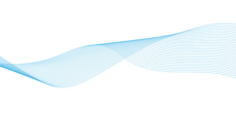 Fototapeta premium Blue wave line abstract background template, smooth and elegant digital graphic design coabstract modern background with blue wavy lines and particles.