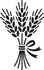 Wheat bundle tied with ribbon icon silhouette