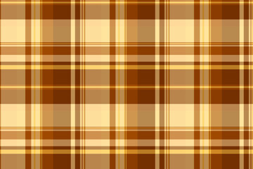 Endless seamless texture fabric, primary check textile pattern. Quilted plaid tartan vector background in orange and amber colors.