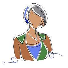 Abstract woman with short hair in colorful outfit illustration  