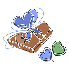 Gift box with hearts in pastel colors and minimalistic style  