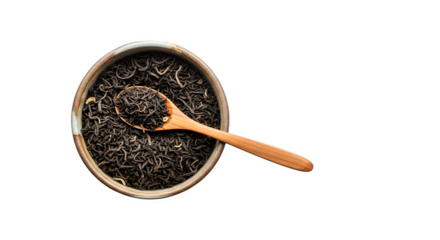 Loose Leaf Black Tea in Bowl, isolated on transparent background