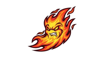 Ferocious fire elemental mascot with burning rage blazing with intense expressions