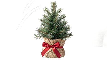 miniature evergreen tree has realistic-looking green needles,