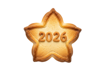 Sweet 2026 Star Cookie Isolated on White Background - New Year Celebration & Future Concept