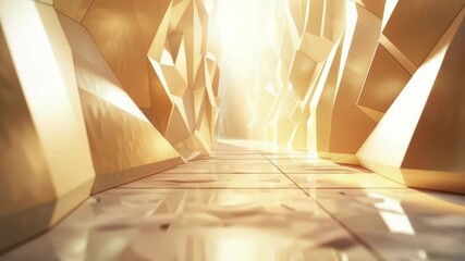 Abstract geometric background with perspective view inside corridor of angular shapes