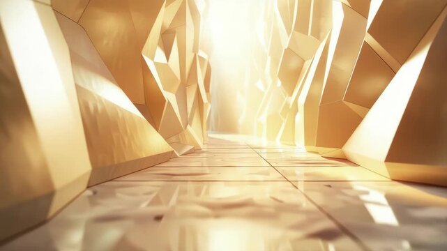 Abstract geometric background with perspective view inside corridor of angular shapes