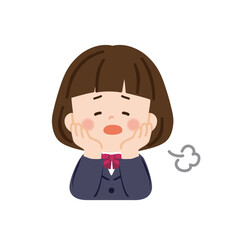 悩んでいる頬杖をついた女子生徒　バストアップ