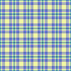 Classic tartan pattern. Seamless check design in blue, yellow, and teal. Ideal for backgrounds, textiles, fashion or holiday themed creative projects.