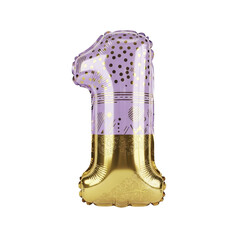 Elegant Number One Balloon Lilac and Gold Party Decoration