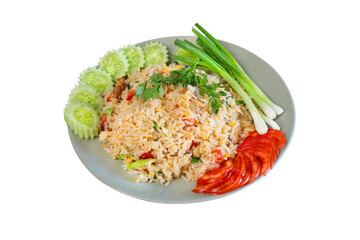 Fried rice with vegetables on the plate
