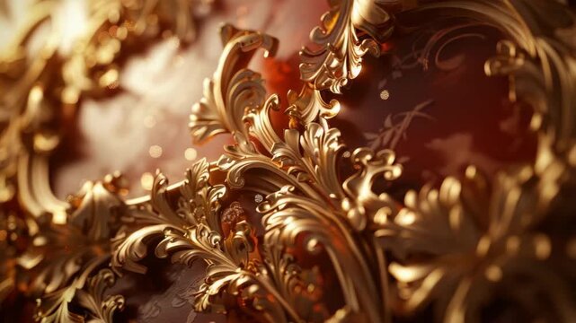 Ornate golden swirl patterns on rich, burgundy background with glossy finish