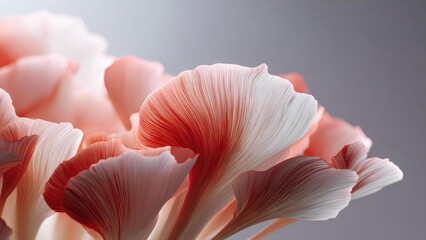Close-up of pink and white flower petals with delicate veining. Concept Macro floral detail, Pink and white petals, Delicate veining, Soft petal texture, Close-up photography