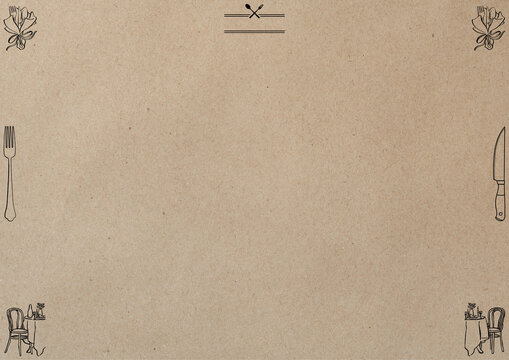 French style simple tableware border black on paper brown background for rustic yet elegant feel