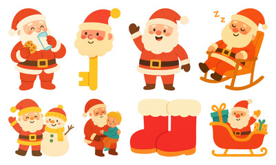 Obraz premium Festive Santa Claus illustrations collection