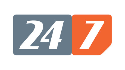 Gray-orange 24-7 service logo. 24-7 service concept on white background 2