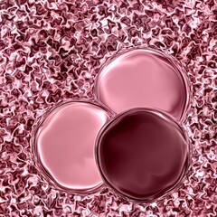 Abstract pink and red organic cells on textured background in glossy style