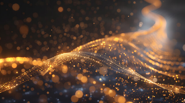 Luminous double helix DNA strands glowing in dark, representing genetics, biotechnology, and scientific innovation.