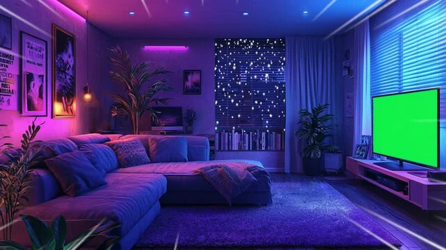 cozy streamer room winter snowy , lo-fi gaming setup for stream starting soon screen video - Powered by Adobe