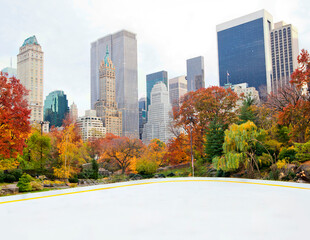 Ice skating rink in New York's Central Park in the fall
