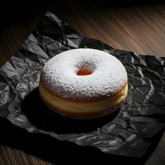 Indulge in delicious donut covered with powdered sugar for perfect treat