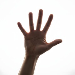 Open hand reaching out against a bright white background, asking for help