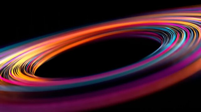 Abstract colorful swirls against black background for creative projects