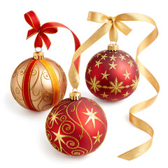 Set of Christmas ball decorations in red and gold