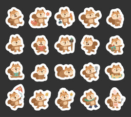 Squirrel character set in scandinavian style