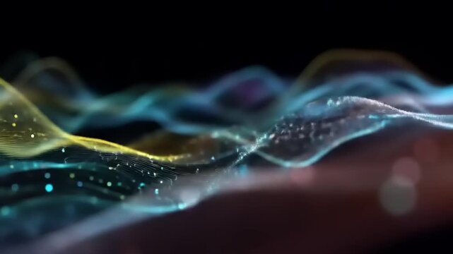 Abstract digital terrain simulation data visualization with color and light