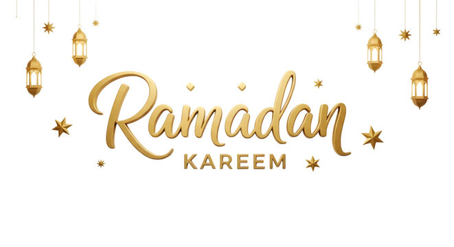 Elegant ramadan kareem greeting with golden lanterns and stars