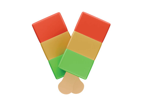 ranbow ice cream icon 3d illustration render
