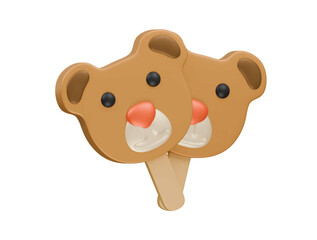 bear popsicle icon 3d illustration render