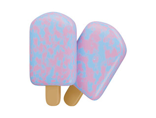 cotton candy swirl popsicle icon 3d illustration render