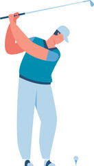 Male golfer hitting ball with golf club