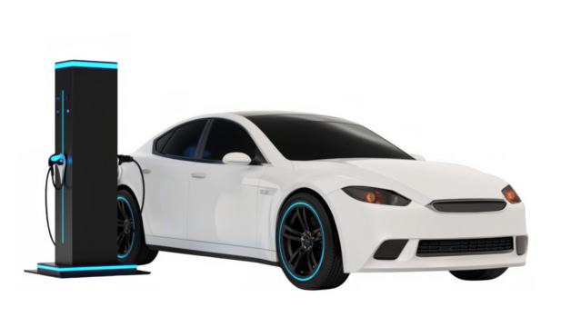 EV charging station for eco-friendly travel, AI, PNG