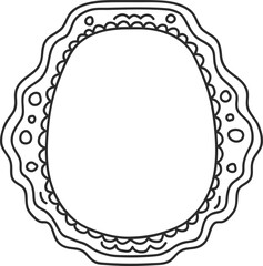 Decorative oval frame drawing with wavy border design