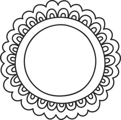 Decorative scalloped circle frame outline drawing