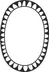 Hand drawn oval frame border with decorative shapes